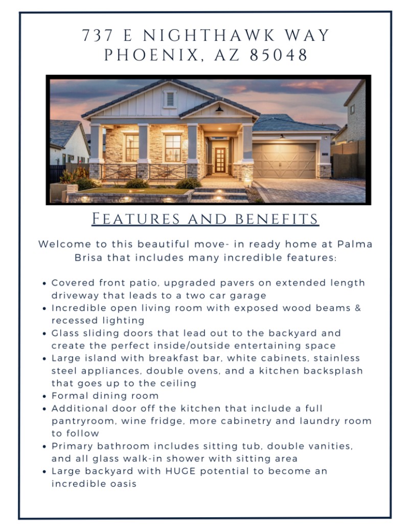 Features & Benefits List