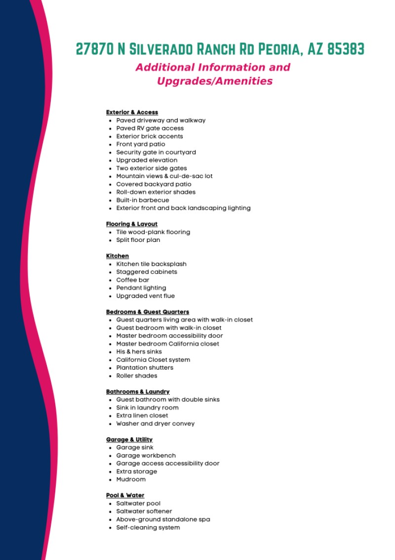 Upgrades & Amenities