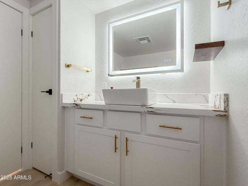 Bathroom with vanity & Linen Closet