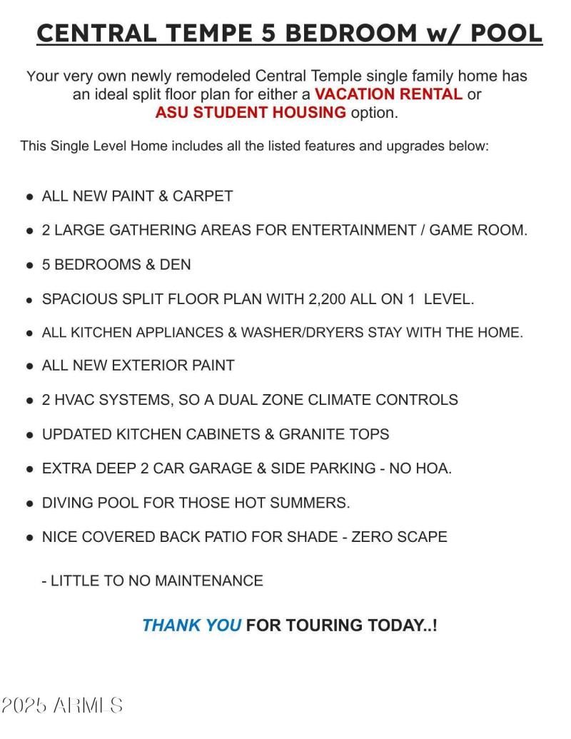 Home Features List - Terrace Home