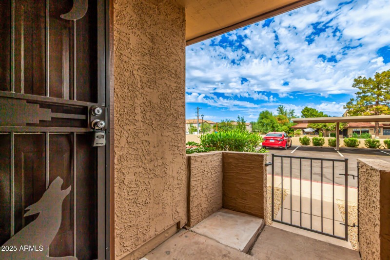 Covered front door looking out