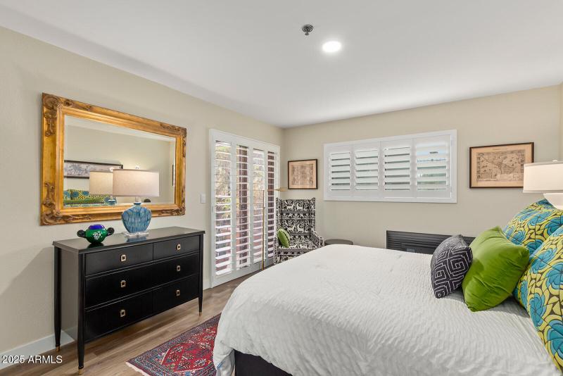 Master bedroom has walk out to patio