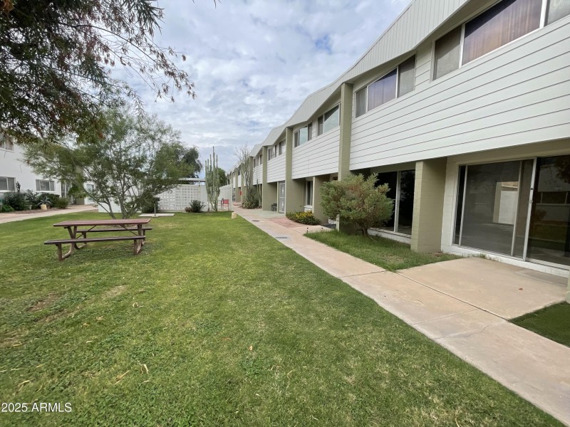 Open space by front entrance.