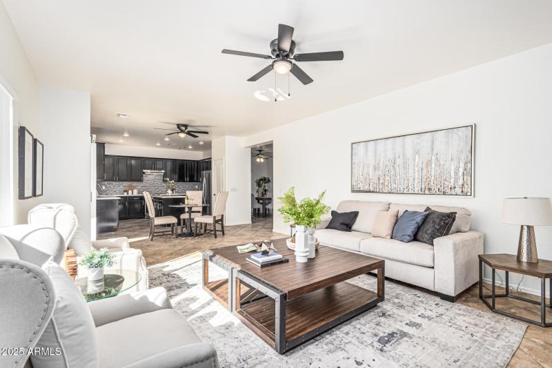 Family room open to kitchen