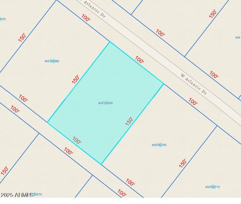 Lot dimensions per Pinal County Tax Asse