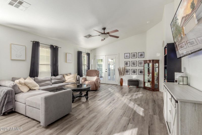 View of living room from kitchen area