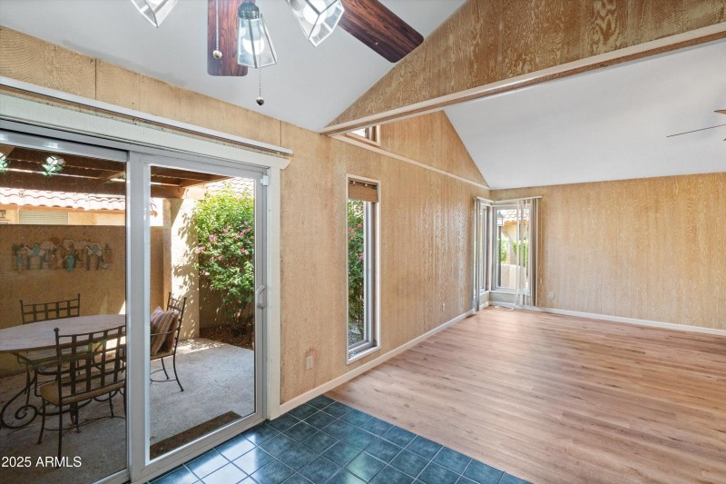 Dining to living and patio access