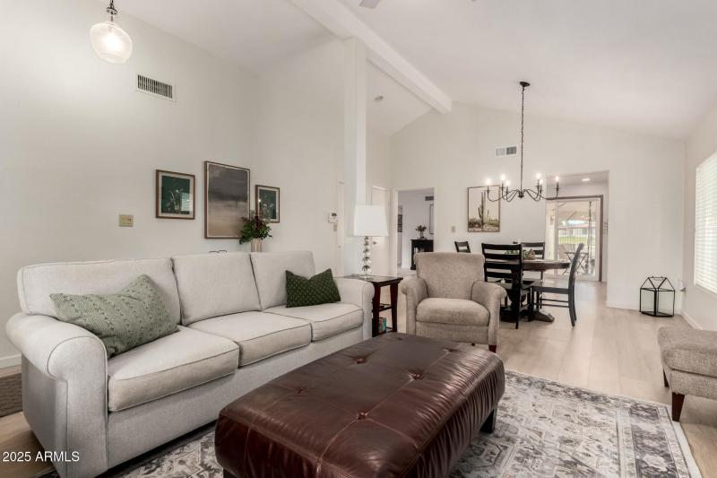 living room open to dining room