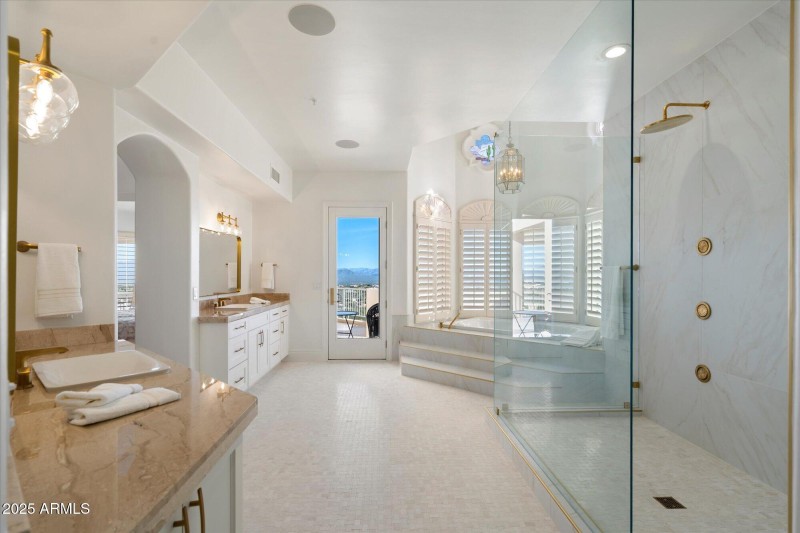 Spa-Inspired Bath with Gold Accents