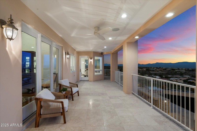 Expansive Covered Terrace at Twilight