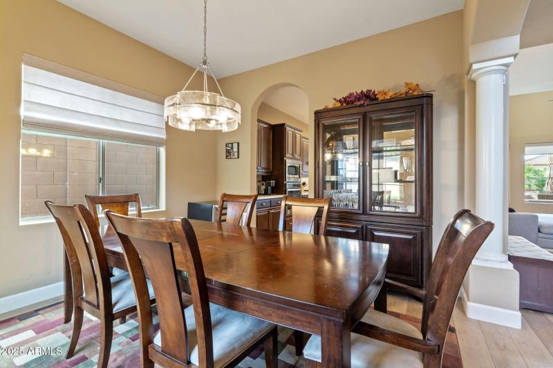 Dining room flows to kitchen