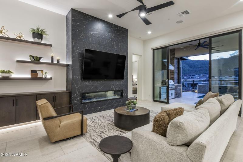 Twilight Great Room Opening to Outdoors