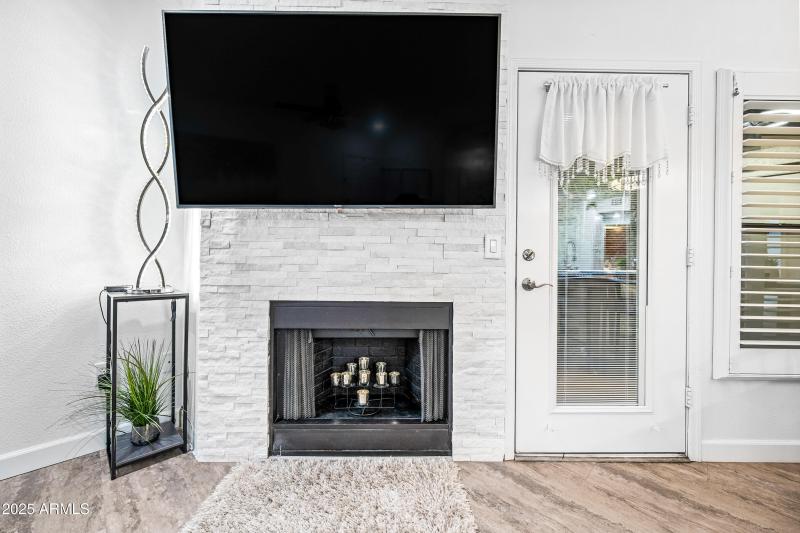 Stacked Stone Fireplace