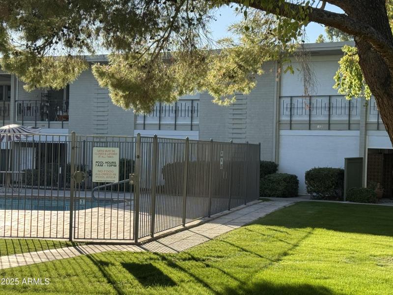 Patio right next to pool