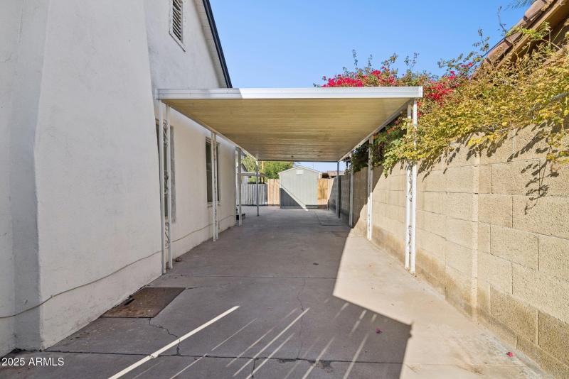 Tandem carport off kitchen