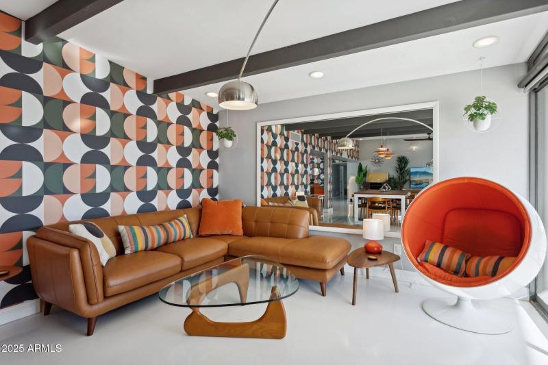 Living room opens to rear yard