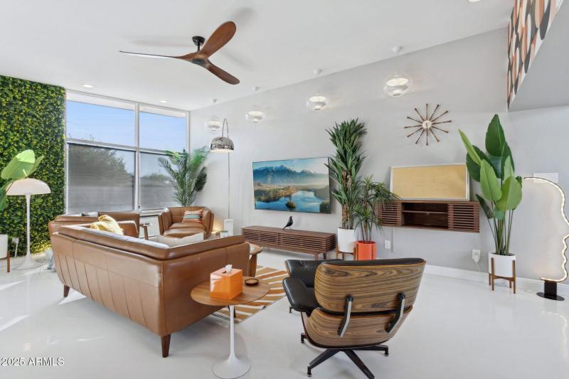 Family room overlooks rear yard