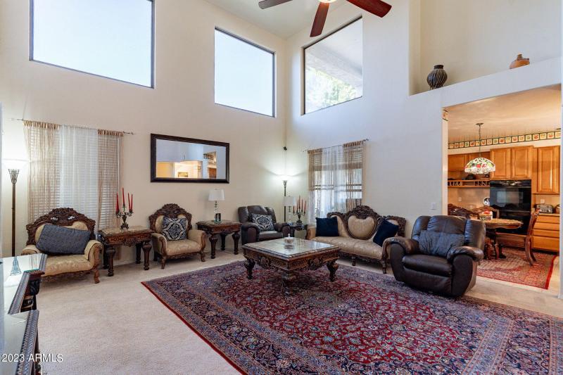 Living room with high ceilings