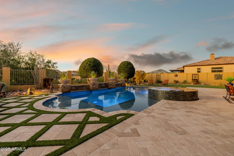 Pool with multiple sitting areas