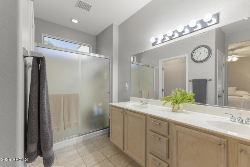 Dual Sinks and Walk In Shower