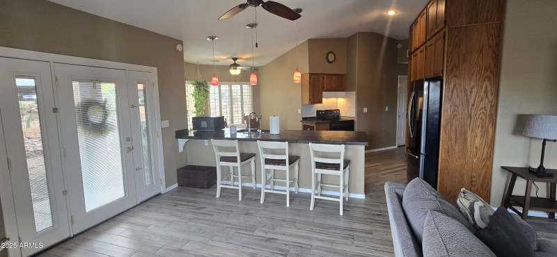 Kitchen from fireplace