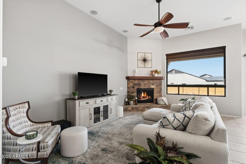 Great room with fireplace