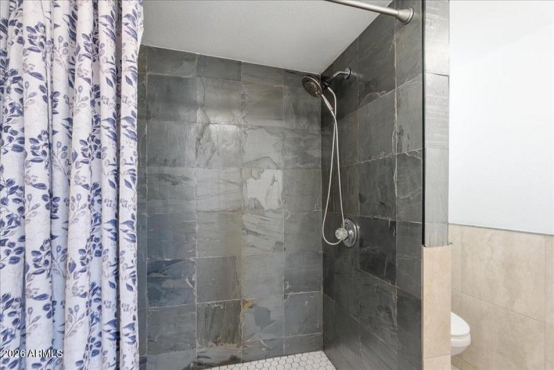 Large updated apartment shower