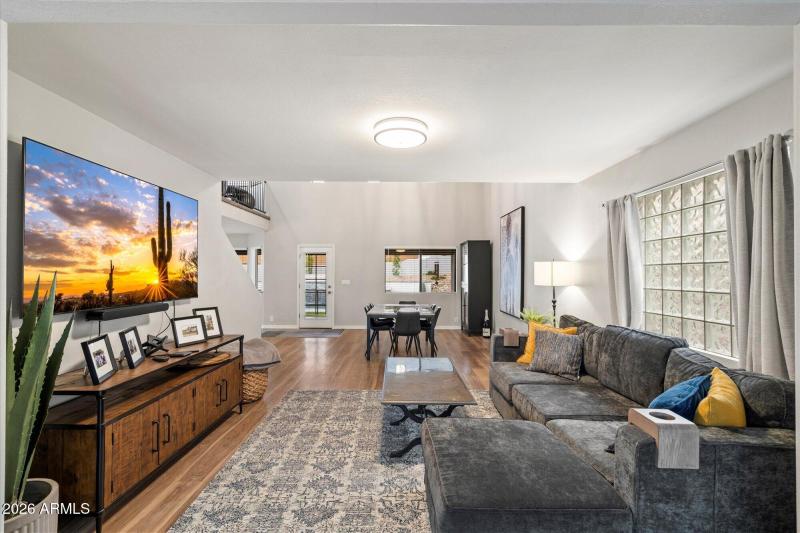 Bright Family Room with Privacy Glass