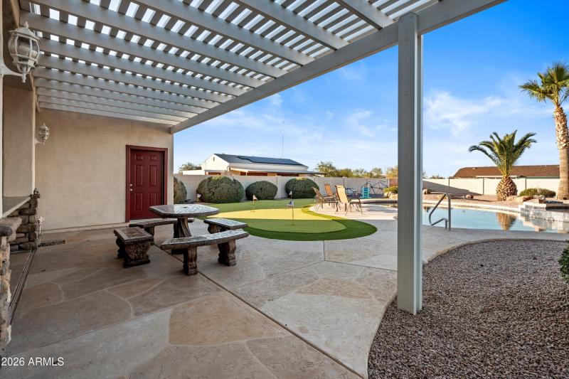 Pergola Seating with Concrete Furniture