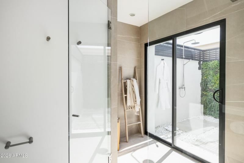 Sliding door to Private Out door shower