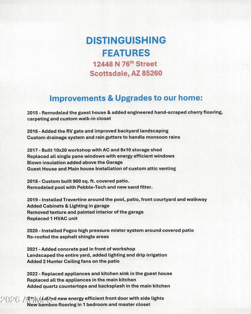 Features and Upgrades