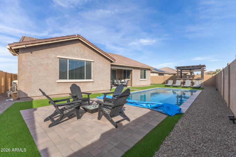 Backyard with pool and paver patio