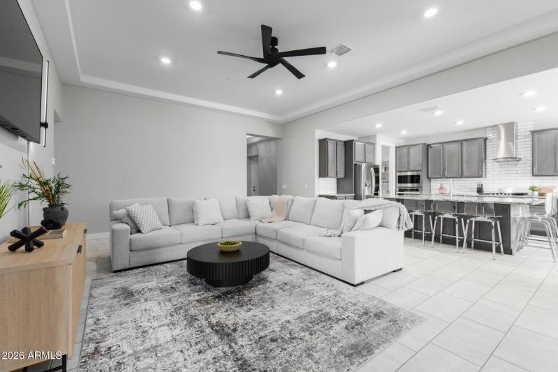 Open living room and kitchen