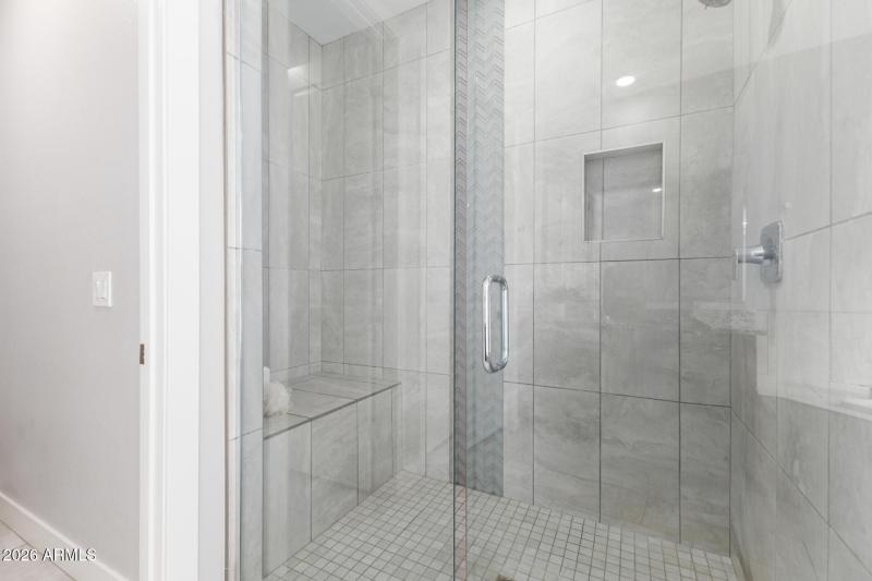 Walk-in tiled shower