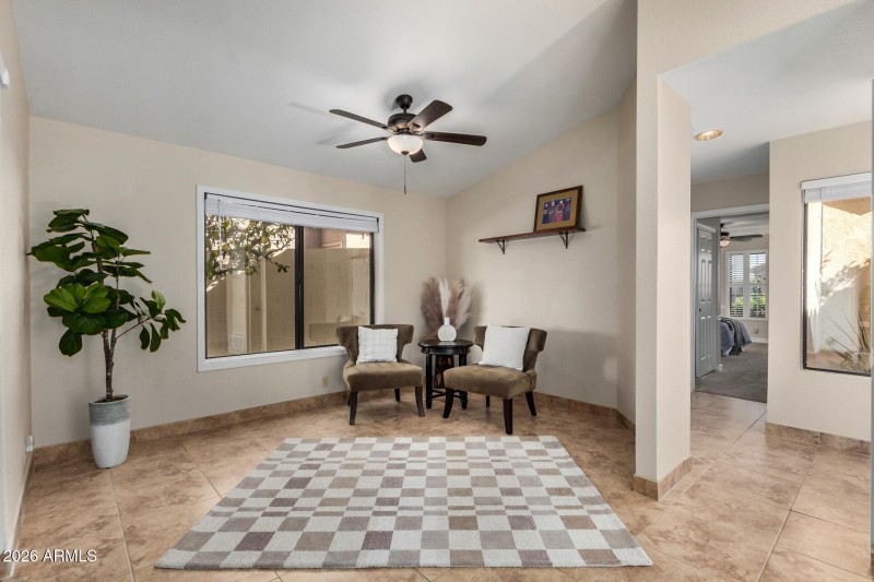 Spacious den overlooks your sideyard