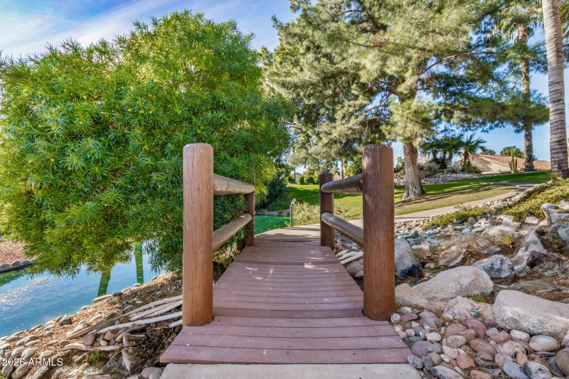 One of three bridges leading to Pool