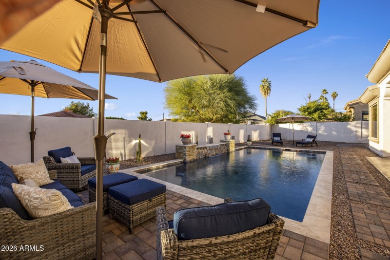Refreshing pool and seating area