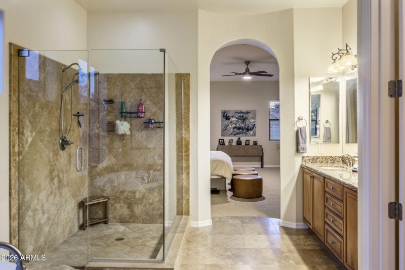 Large, walk-in shower