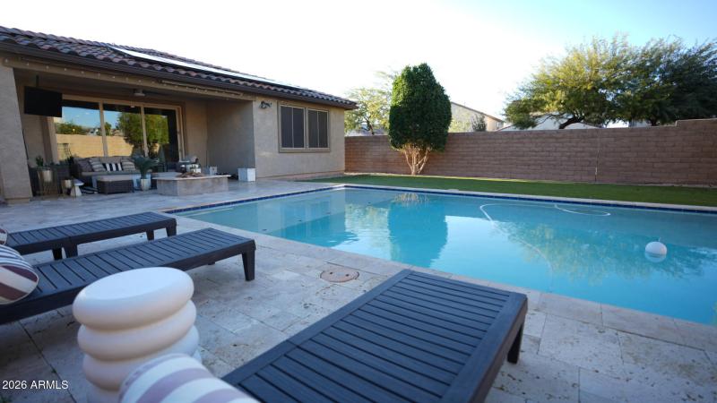 Pool facing greenbelt