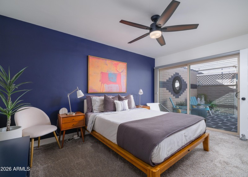 Primary bed with patio access