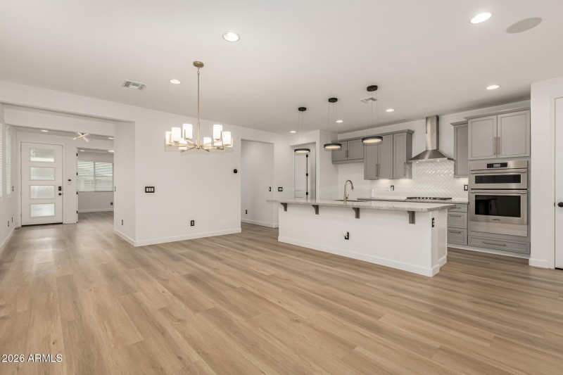 View of kitchen and dining area