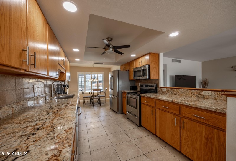 Granite counters and recessed lighting