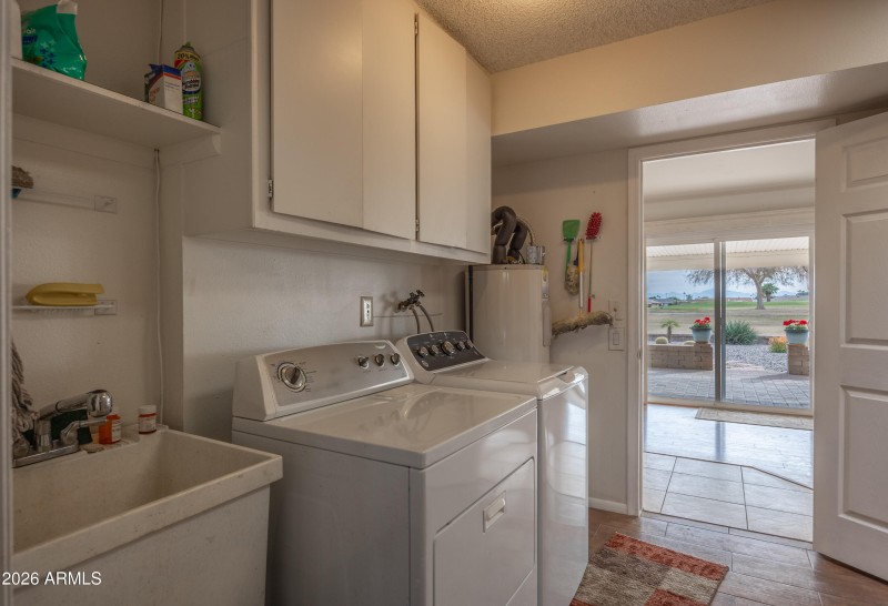 Laundry area near outdoor patio