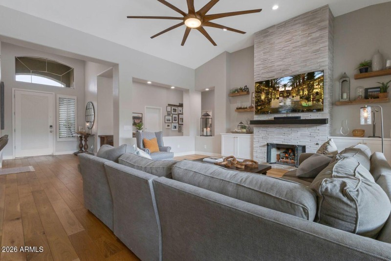 From great room to front door.