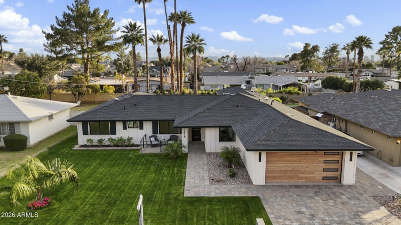 Drone view of property