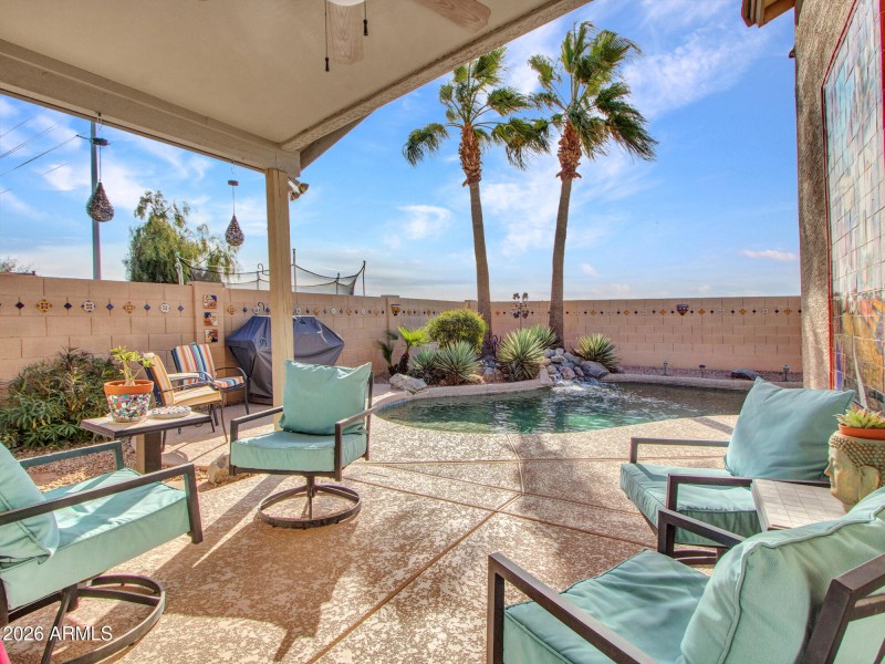 Covered Patio With Pool View