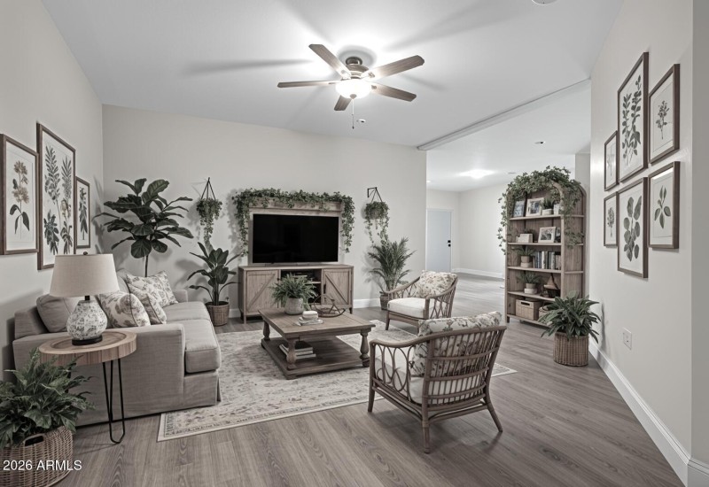 Virtually Staged Downstairs Living Room