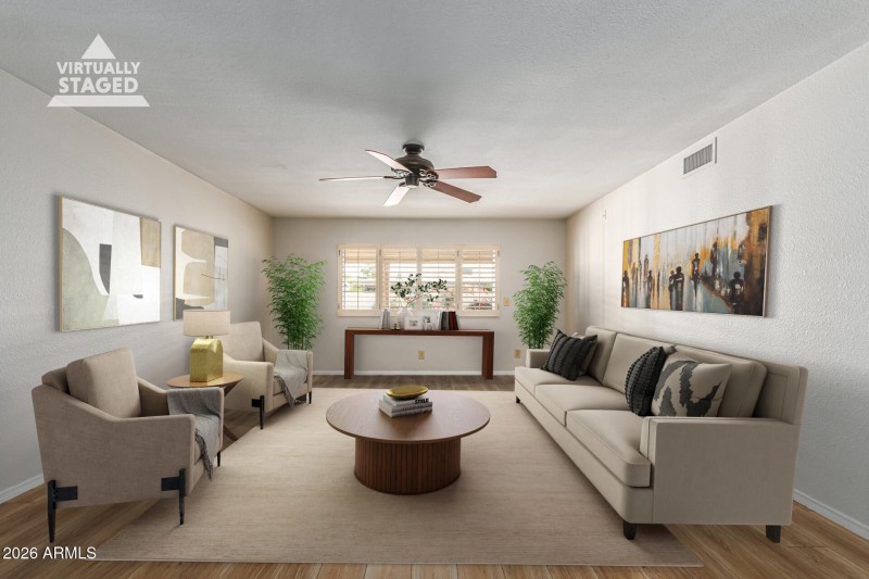 Living room -virtually staged