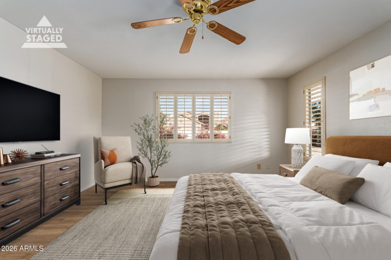 Primary bedroom virtually staged