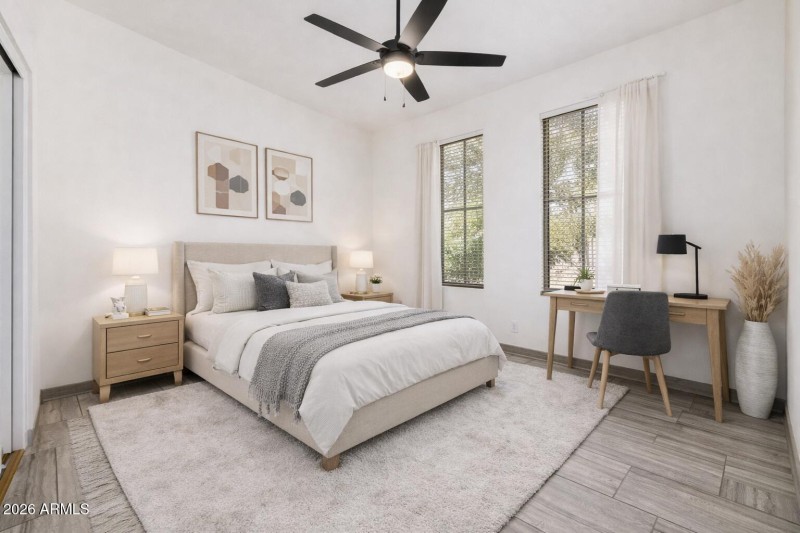 Serene and modern guest bedroom setup